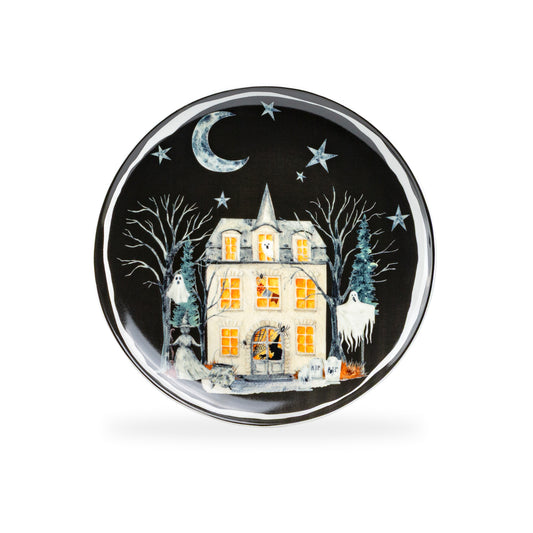 8.75" Halloween Midnight Haunted House Dessert/Salad Plate