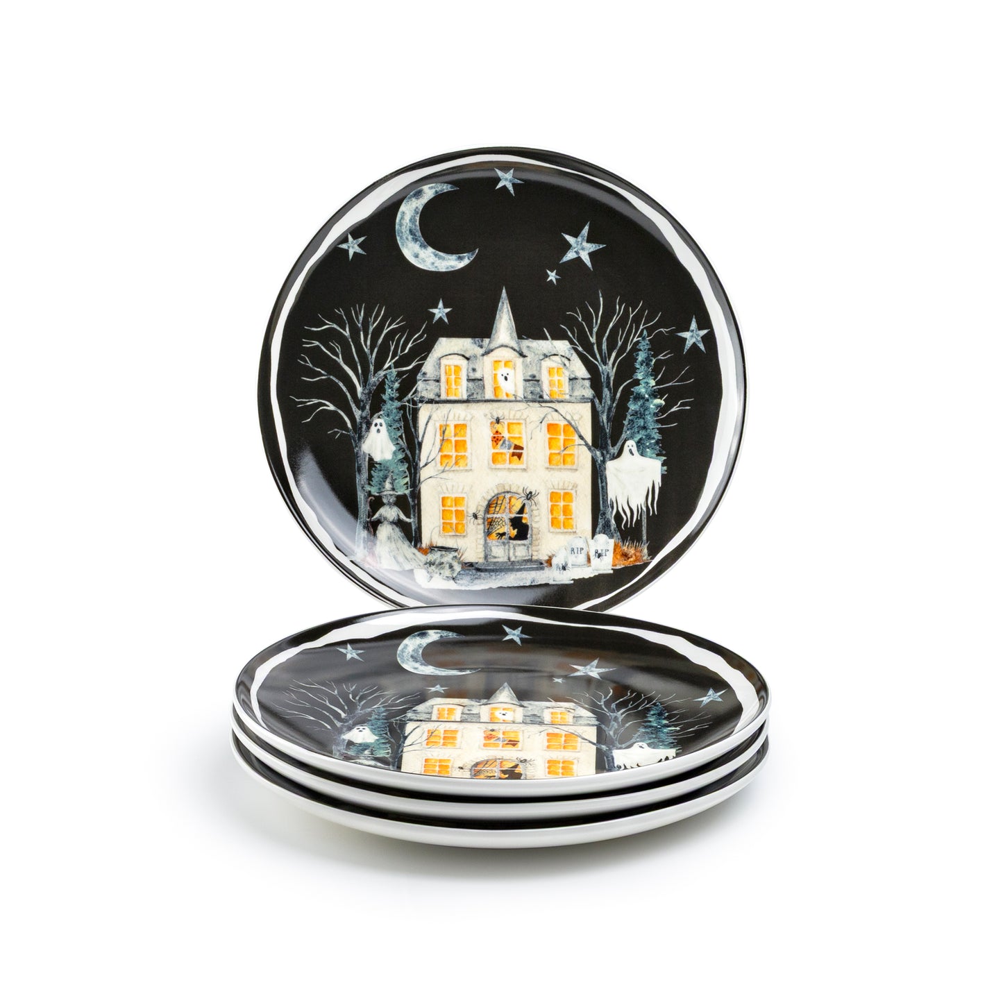8.75" Halloween Midnight Haunted House Dessert/Salad Plate