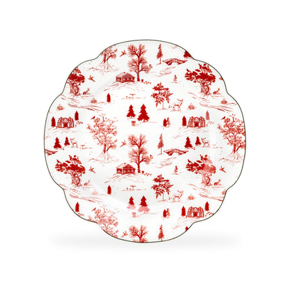 Red Village Fine Porcelain Dessert/Dinner Plate