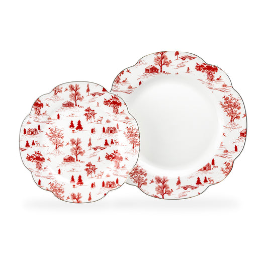Red Village Fine Porcelain Dessert/Dinner Plate