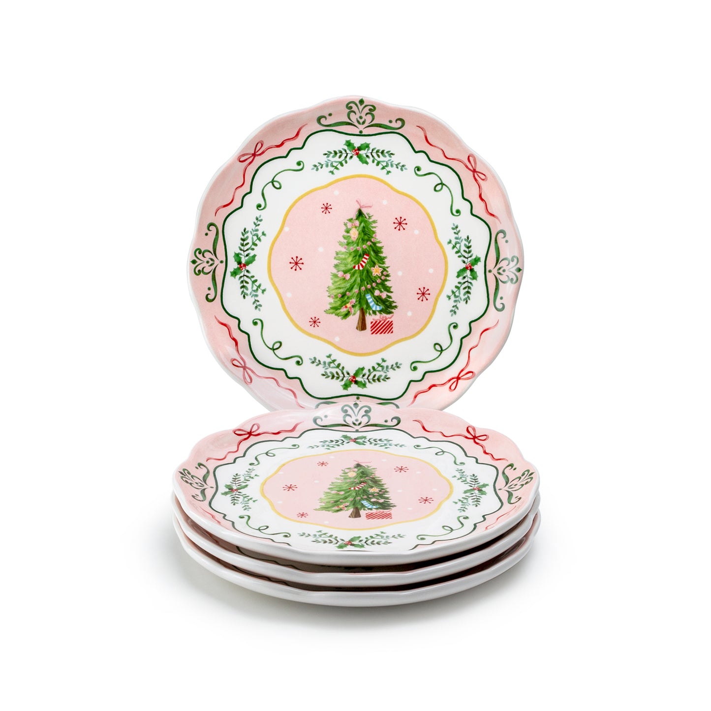 Christmas Tree Pink Dessert/Dinner Plate