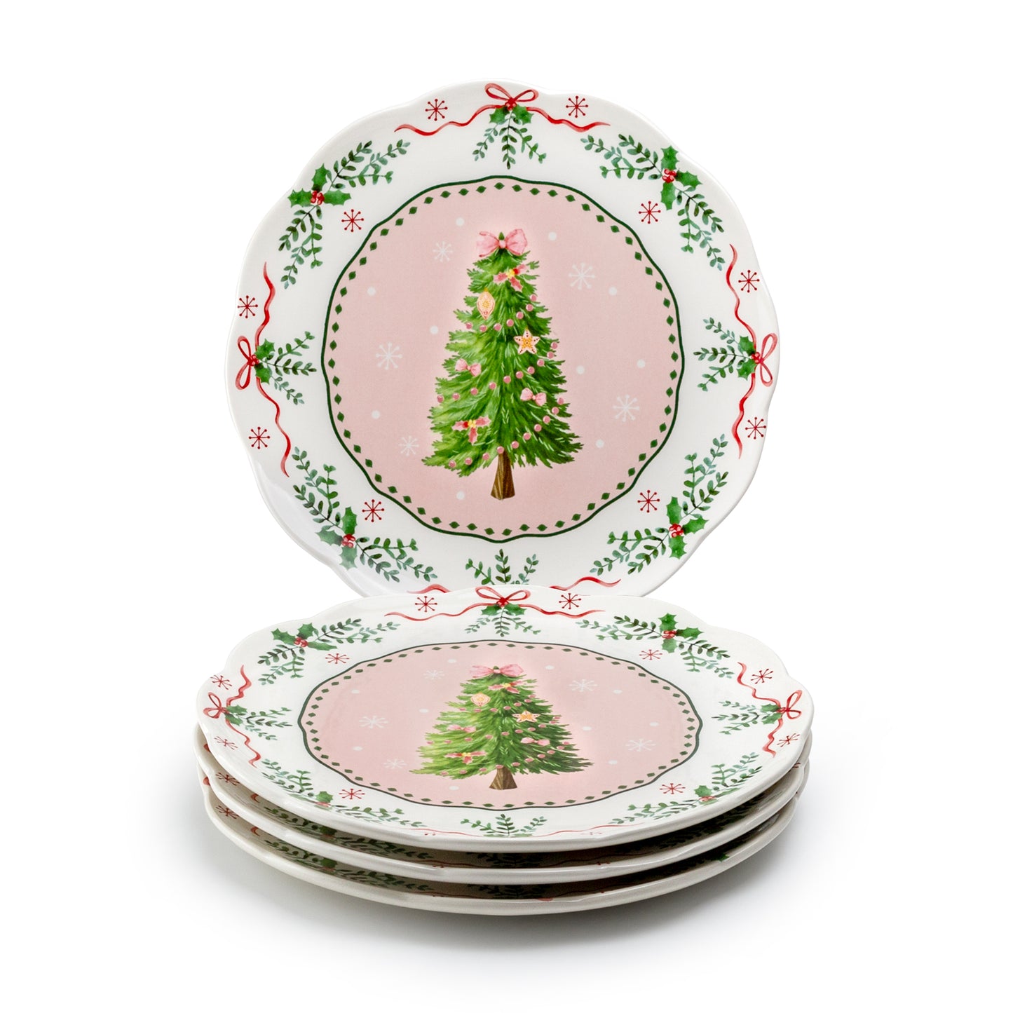 Christmas Tree Pink Dessert/Dinner Plate