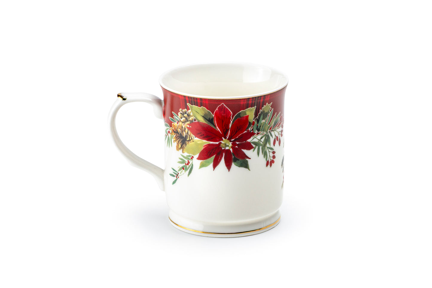 Poinsettia Pine Cone Fine Porcelain Mug