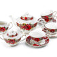 Poinsettia Pine Cone Fine Porcelain Tea Set
