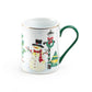 Jolly Snowman Fine Porcelain Mug with Green Handle