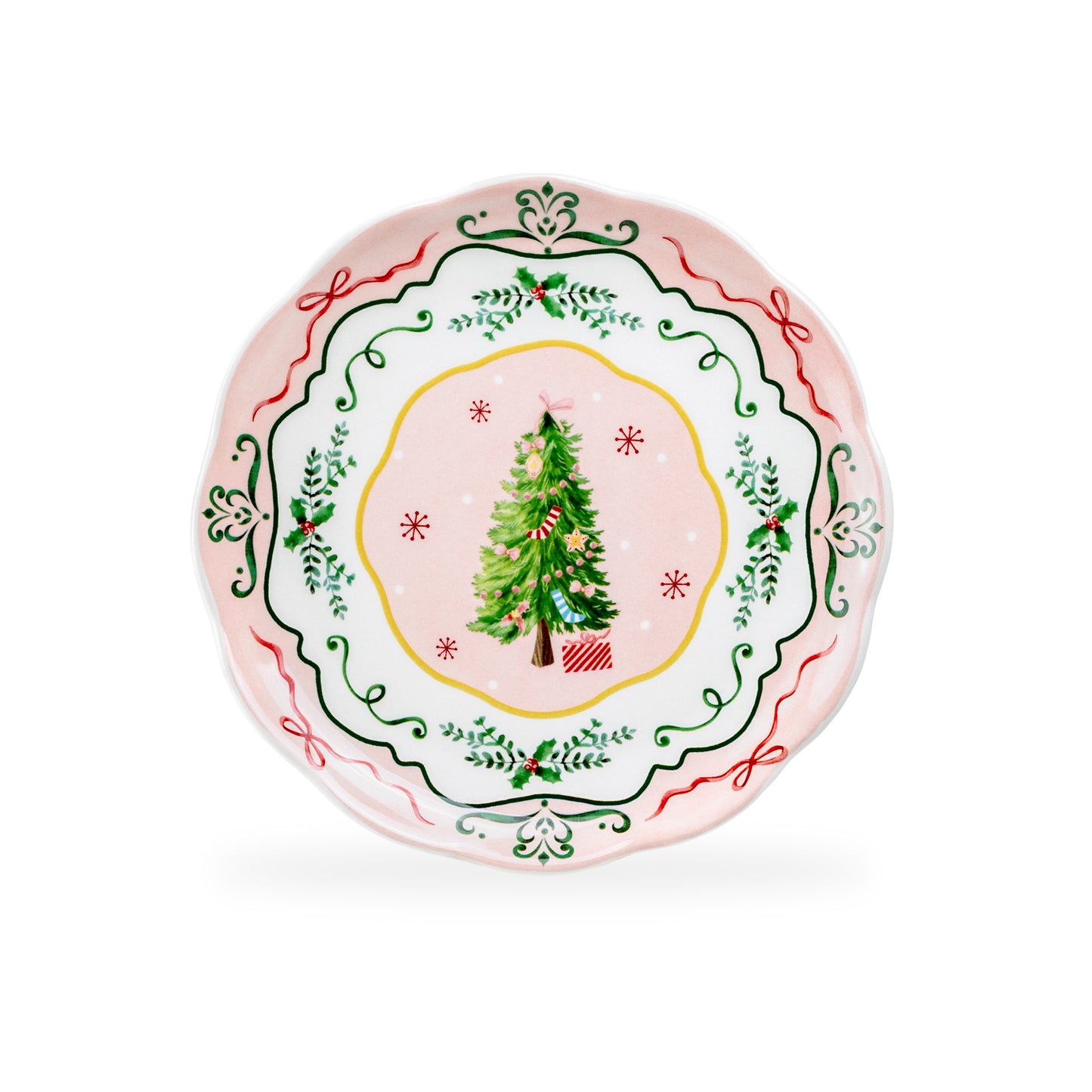 Christmas Tree Pink Dessert/Dinner Plate