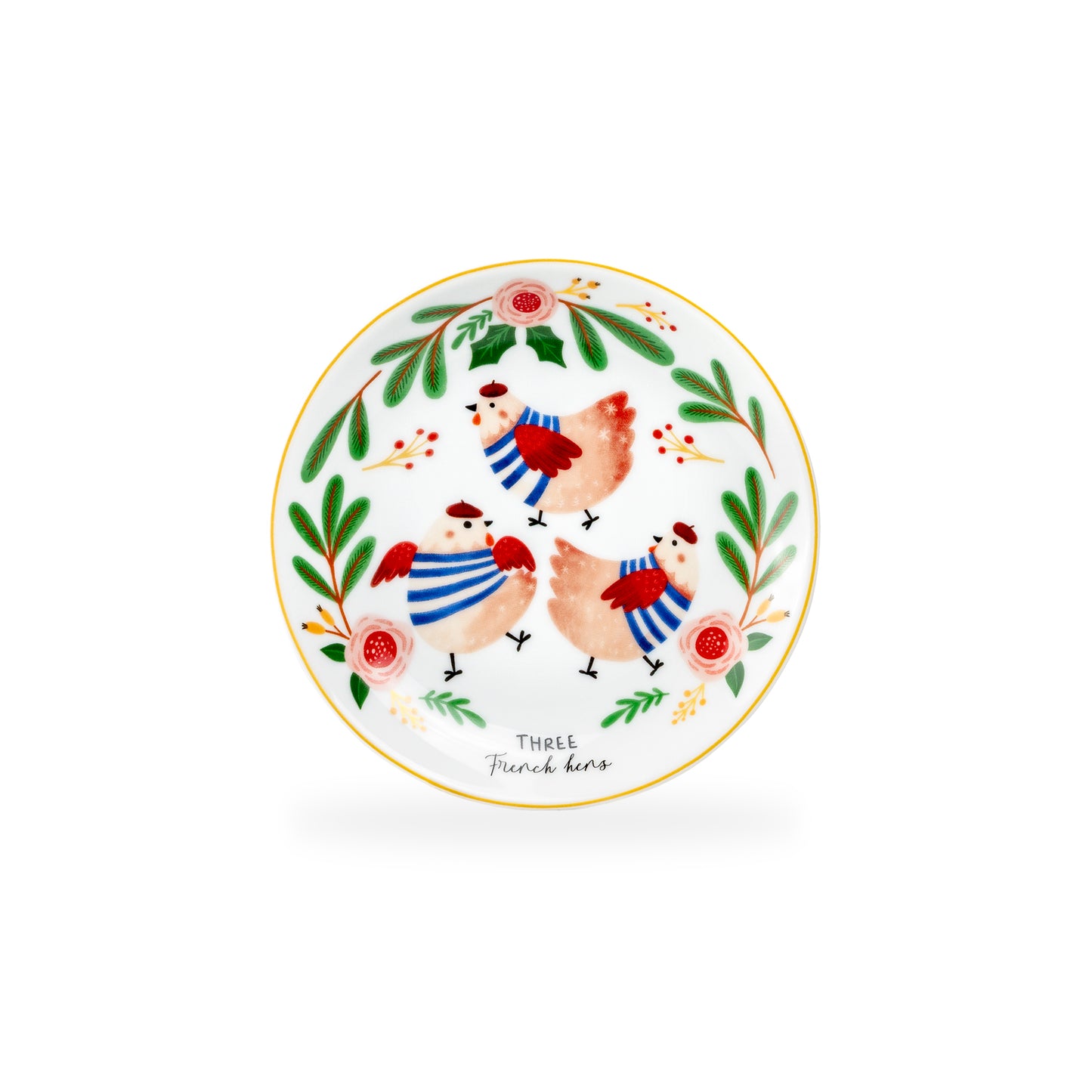 12 Days of Christmas Fine Porcelain Appetizer Plate Set - Metal Rack Version