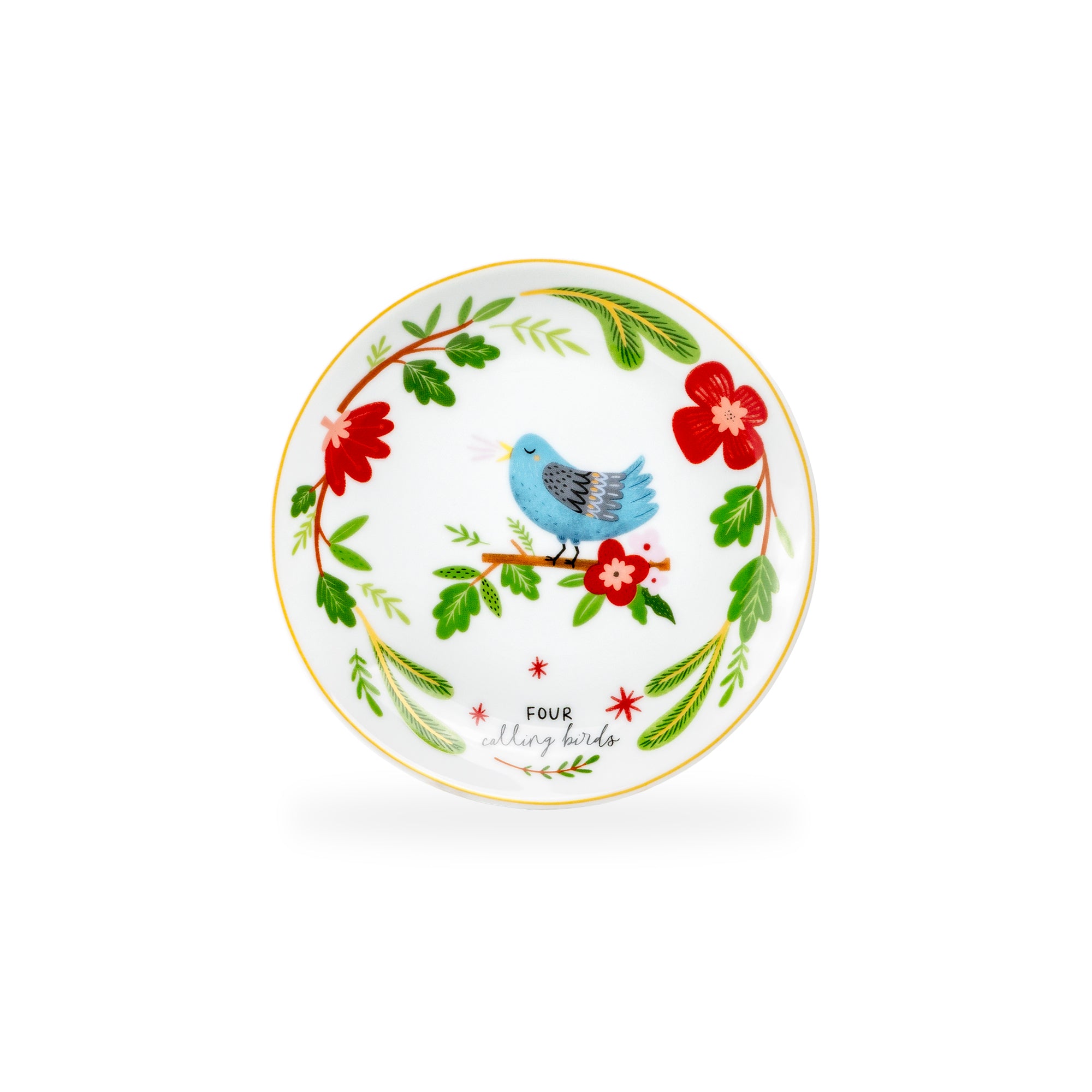 12 Days of Christmas Fine Porcelain Appetizer Plate Set - Metal