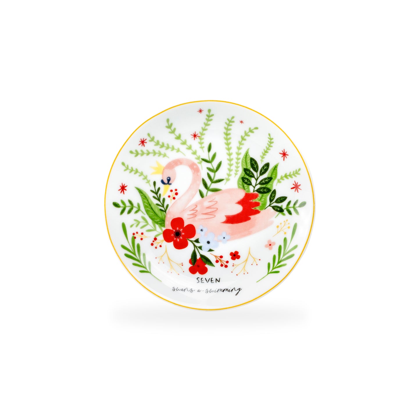 12 Days of Christmas Fine Porcelain Appetizer Plate Set - Metal Rack Version