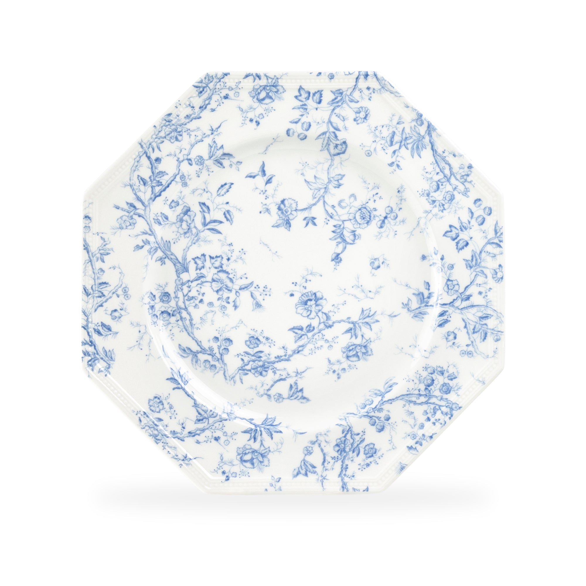 Grace Teaware Blue Rose Octagonal Fine Porcelain Dessert/Dinner