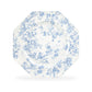 Blue Rose Octagonal Fine Porcelain Dessert/Dinner Plate