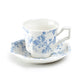 Blue Rose Octagonal Fine Porcelain Cup and Saucer