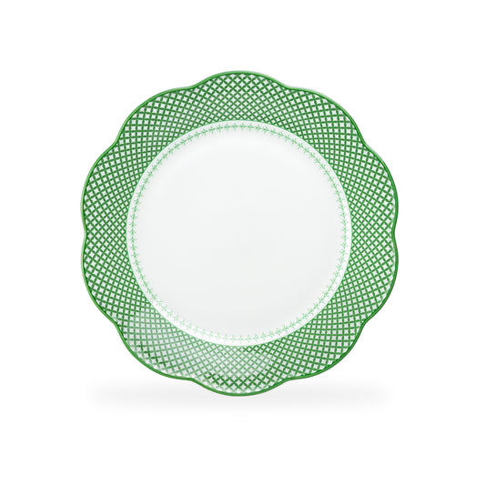 Green Lattice Bone China Dessert Plate