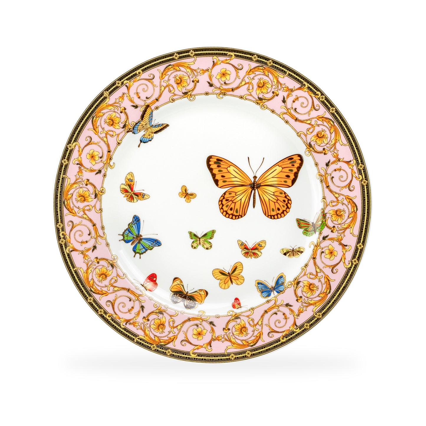 Butterflies with Pink Ornament Fine Porcelain Dessert/Dinner Plate