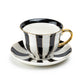 Black Carousel Stripes Fine Porcelain Cup and Saucer - 10oz