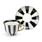 Black Carousel Stripes Fine Porcelain Cup and Saucer - 10oz