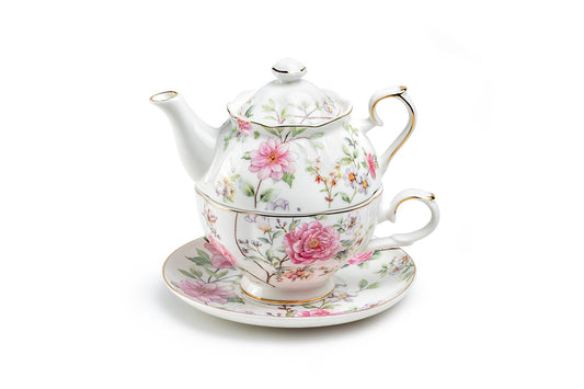 Pink Camellia Fine Porcelain Tea For One Set