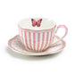 Josephine Pink Butterfly Fine Porcelain Cup and Saucer