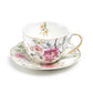 Pink Camellia Scallop Fine Porcelain Tea Cup and Saucer