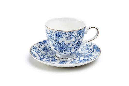 Blue Blossom Fine Porcelain Tea Cup and Saucer
