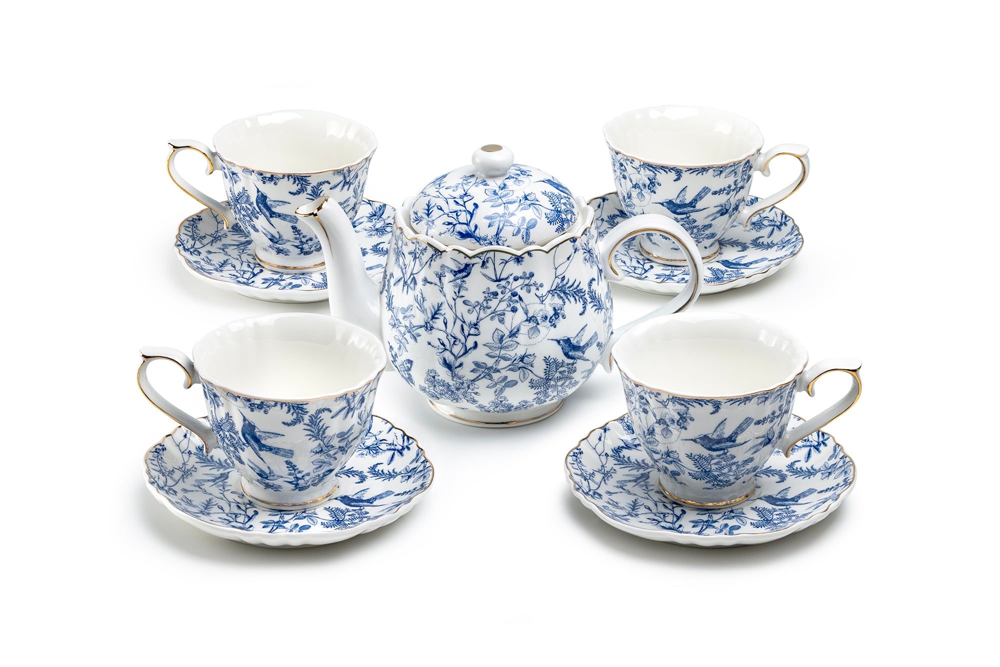 Grace Teaware Blue Bird Toile Fine Porcelain Tea Set – Gracie