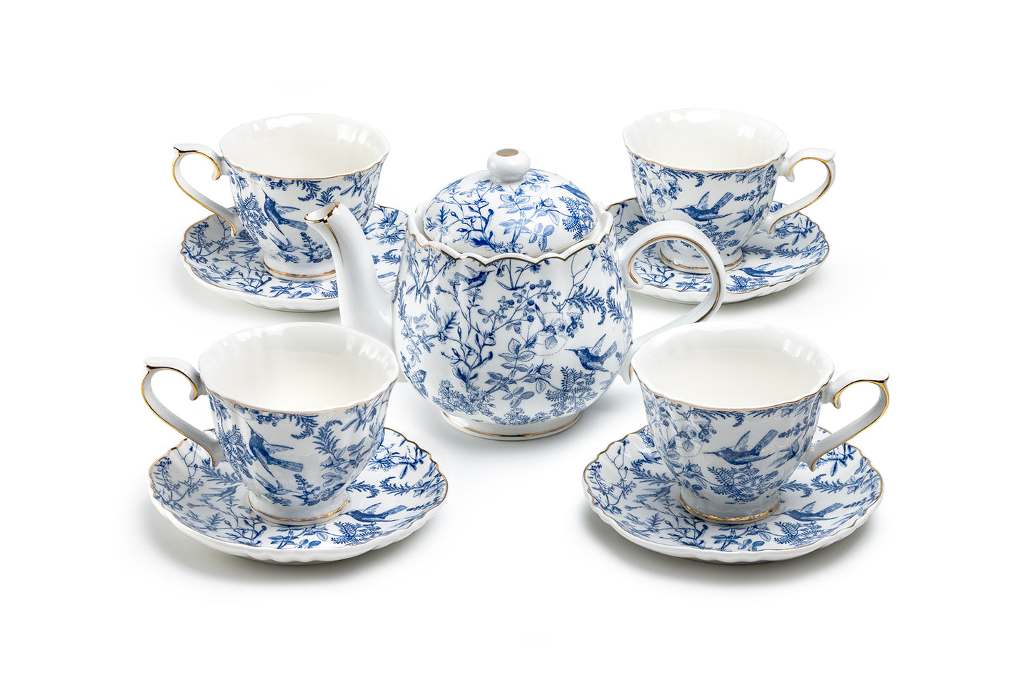 Blue Bird Toile Fine Porcelain Tea Set