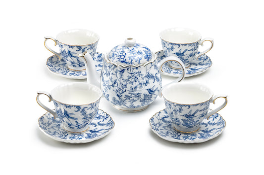 Blue Bird Toile Fine Porcelain Tea Set