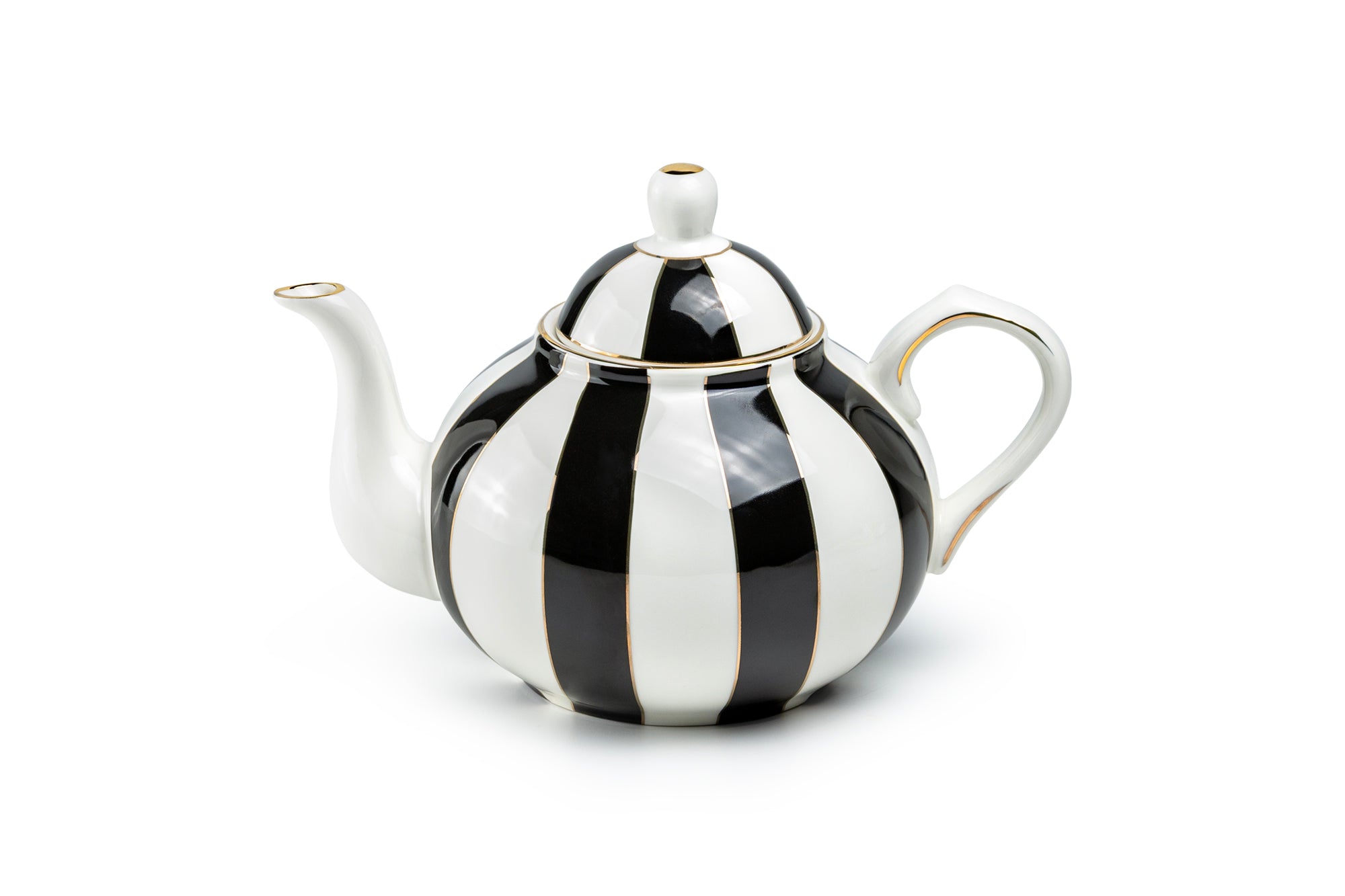 Grace Teaware Black Carousel Stripes Fine Porcelain Teapot
