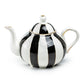 Black Carousel Stripes Fine Porcelain Teapot