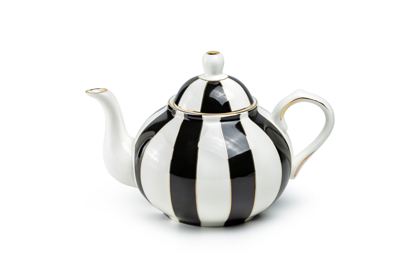 Black Carousel Stripes Fine Porcelain Teapot