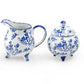 Blue Botanical Three-Foot Fine Porcelain Sugar & Creamer Set