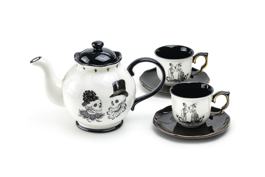 Halloween Victorian Skeletons 5-Piece Tea Set