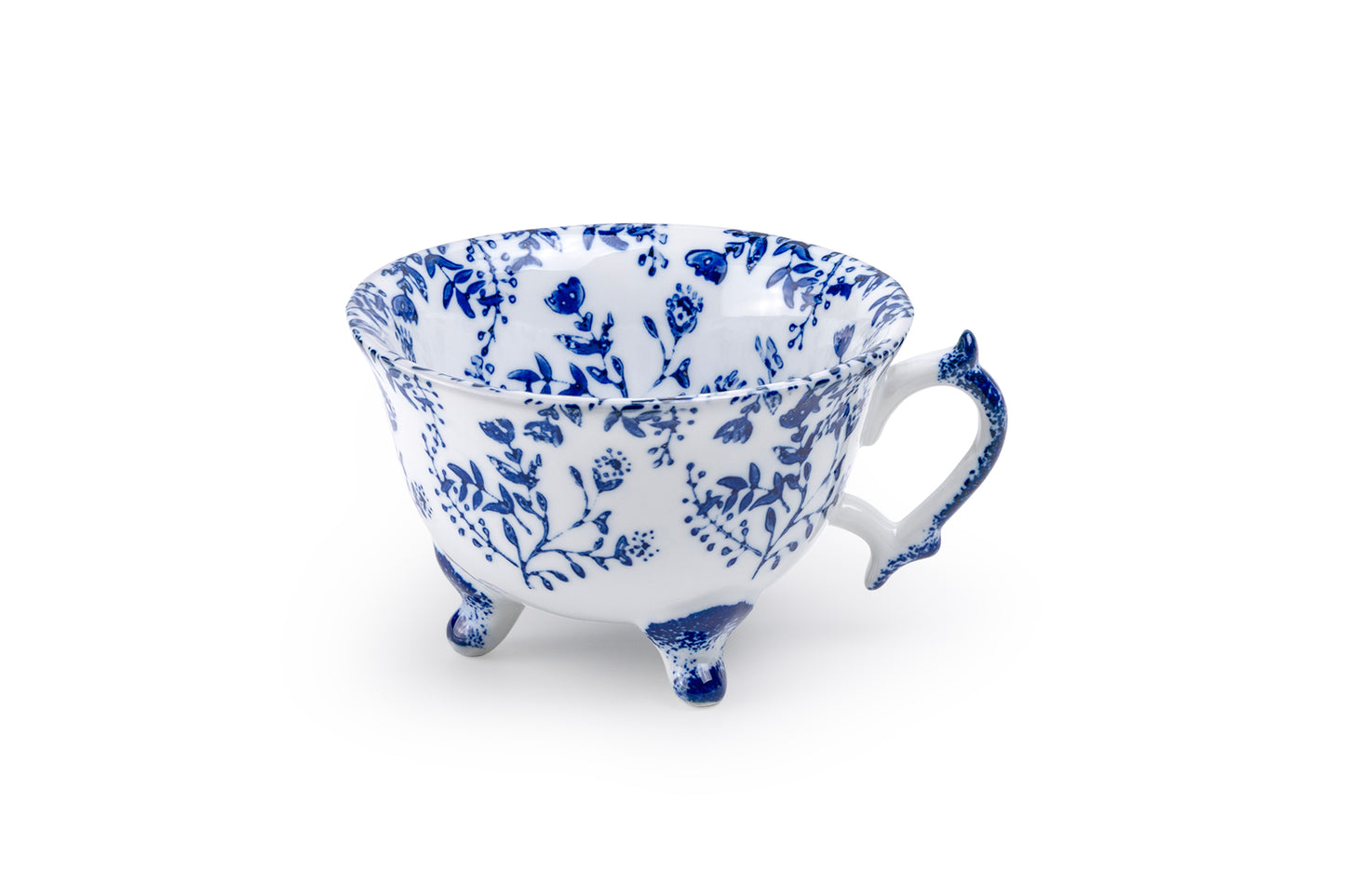 Blue Botanical Three-Foot Fine Porcelain Cup