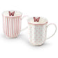 Josephine Pink Butterfly Fine Porcelain Mug Set of 2