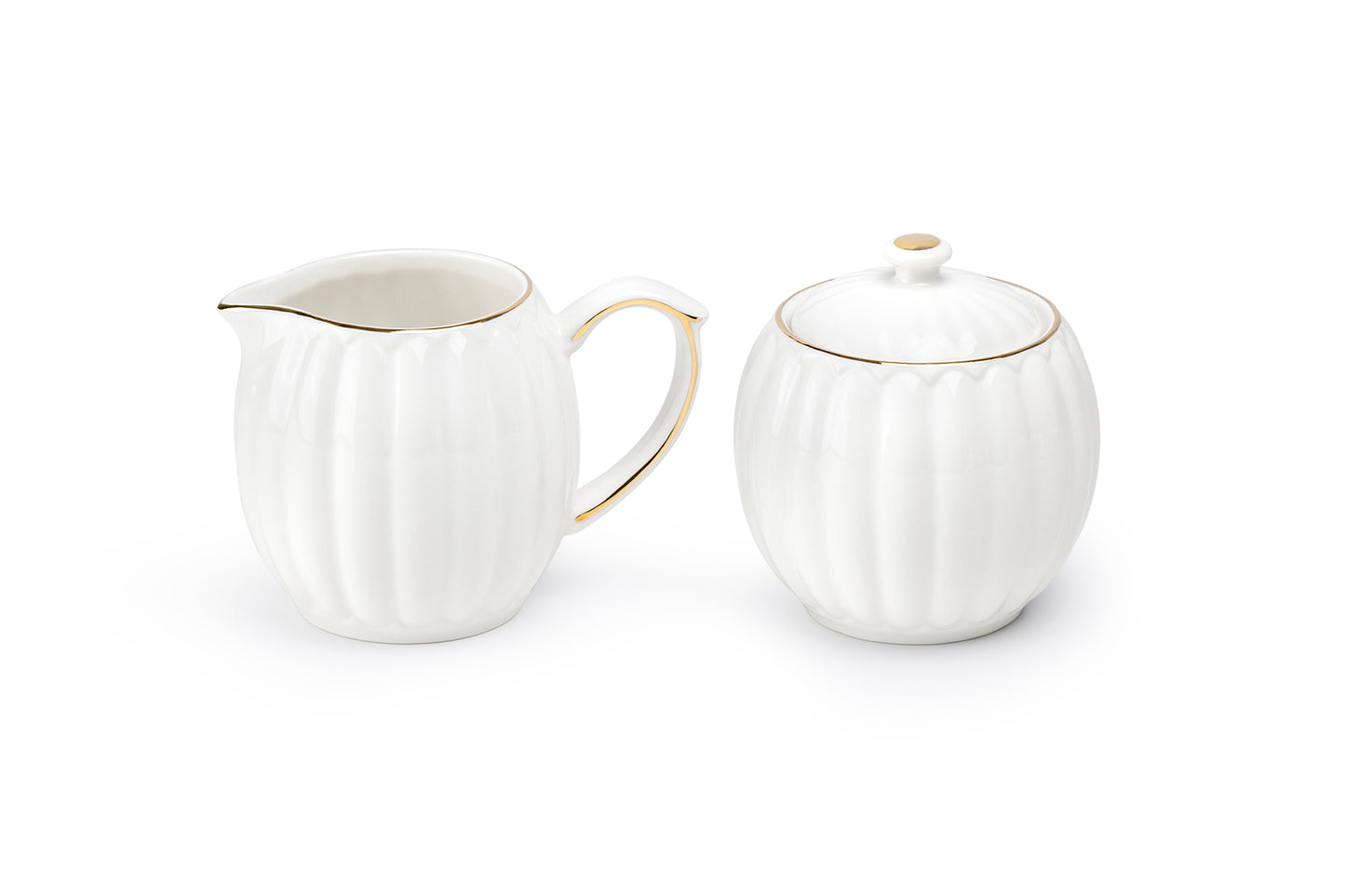 White Gold Shell Fine Porcelain Sugar & Creamer Set