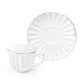 White Gold Shell Fine Porcelain Tea Cup and Saucer