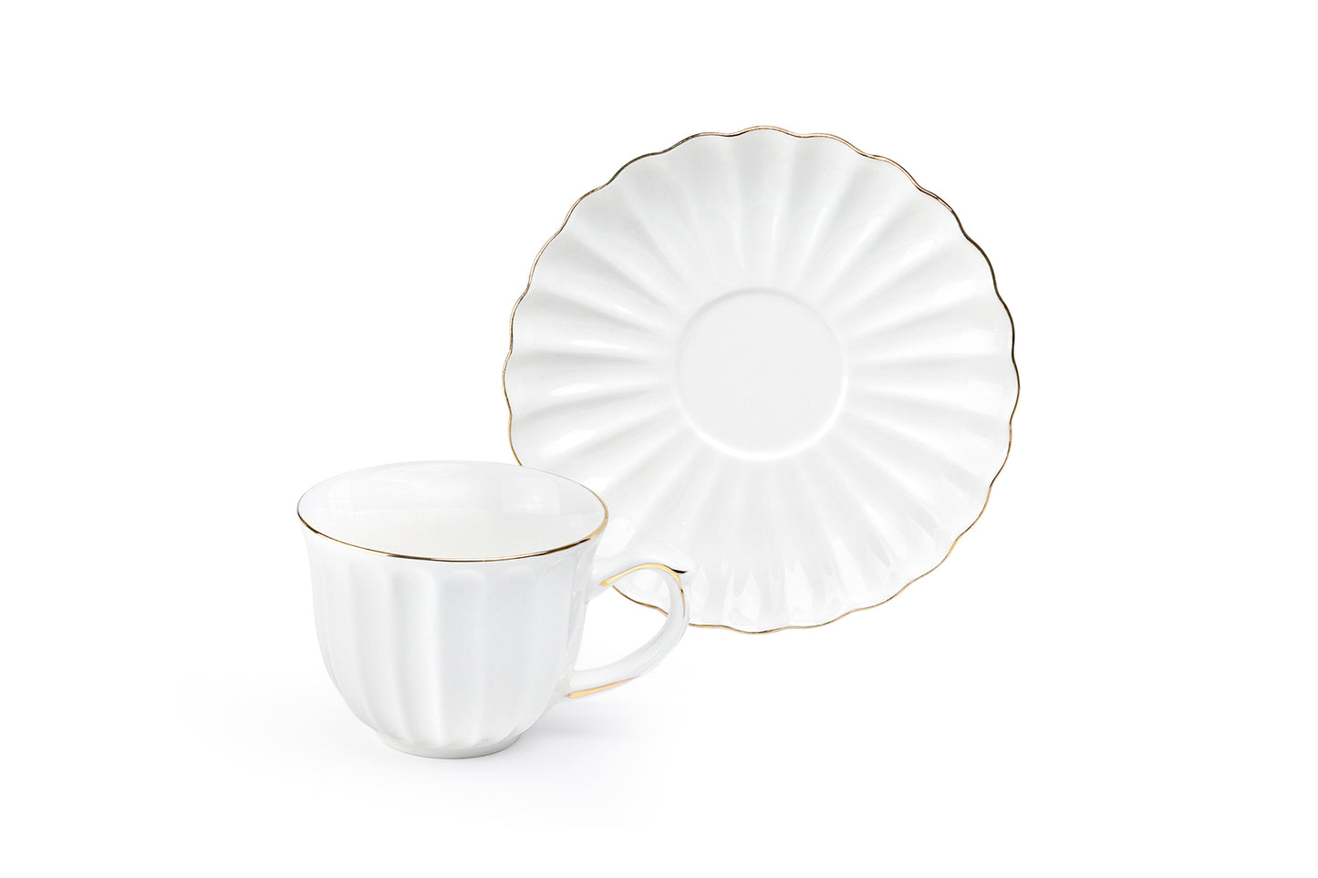 White Gold Shell Fine Porcelain Tea Cup and Saucer