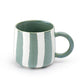Sage Green Striped Coffee Mug