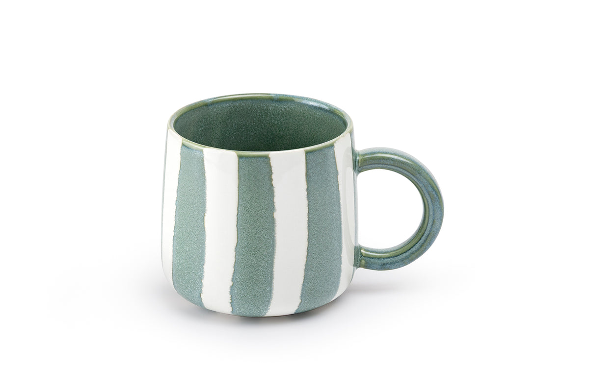 Sage Green Striped Coffee Mug