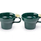 Emerald Green Yellow Sculpted Rose Fine Porcelain Mug Set of 2
