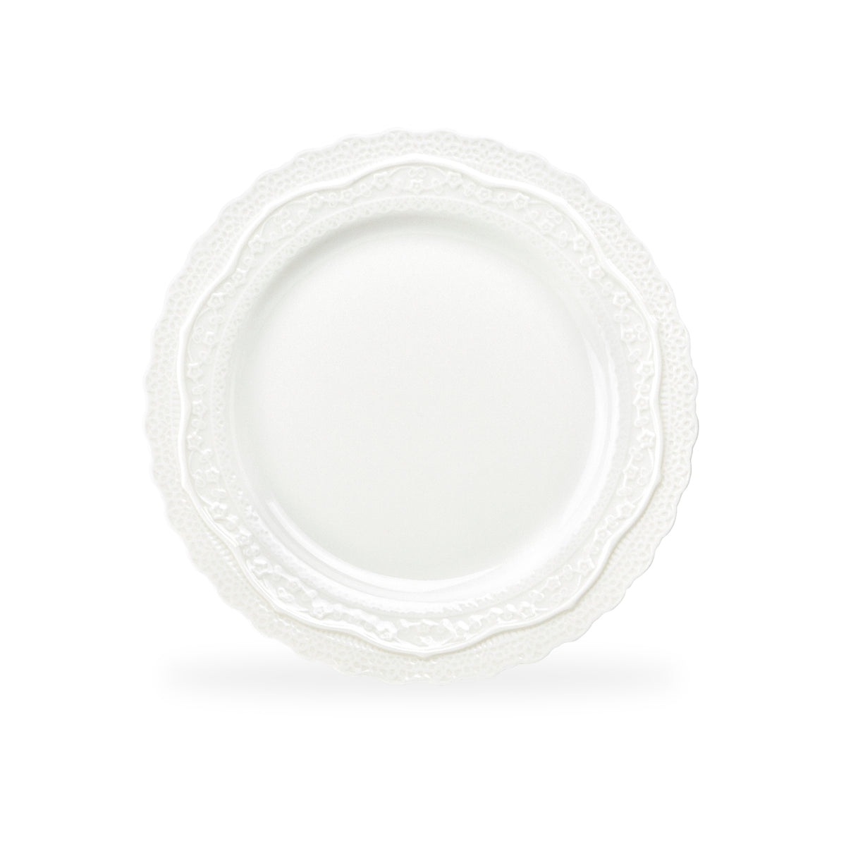 White Lace Embossed Fine Porcelain Dessert/Dinner Plate