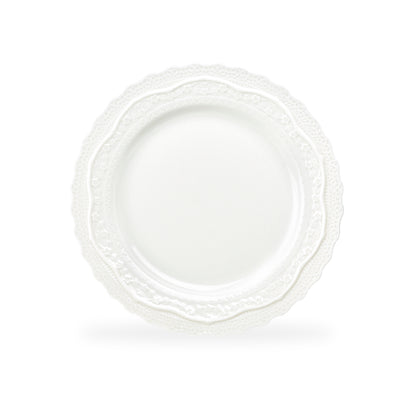White Lace Embossed Fine Porcelain Dessert/Dinner Plate