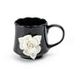 Black & White Sculpted Rose Fine Porcelain Mug Set of 2