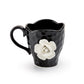 Black & White Sculpted Rose Textured Mug Set of 2