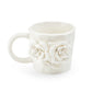 White Sculpted Rose Bouquet Fine Porcelain Mug Set of 2
