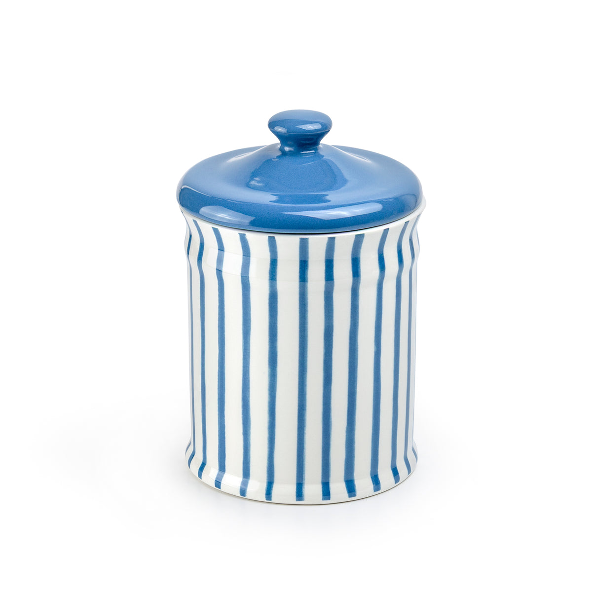 Blue & White Stripes Canister with Lid – 2.5qt