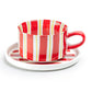 Red & Yellow Stripes Cup and Saucer - 11oz