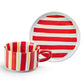 Red & Yellow Stripes Cup and Saucer - 11oz