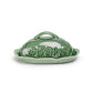Green Embossed Rose Butter Dish