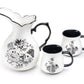 Halloween Victorian Skulls Pitcher + 2 Mugs Set